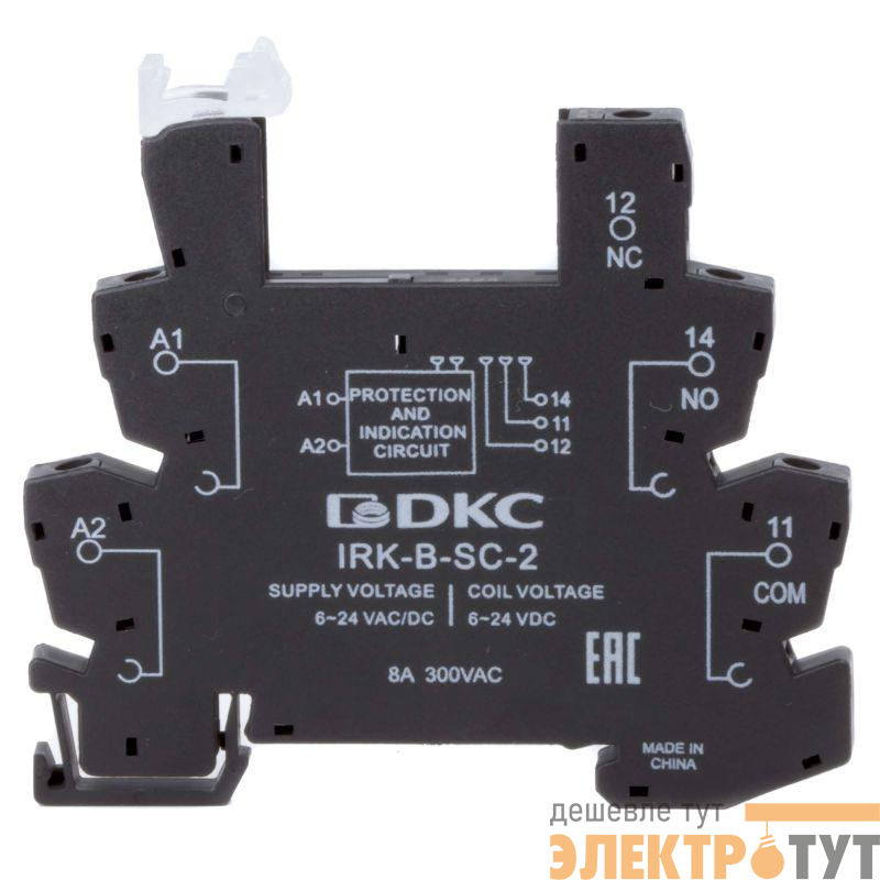 Колодка ультратонкая для реле RIS вх. напр. 6-24В AC/DC винт. Клеммы DKC IRK-B-SC-2