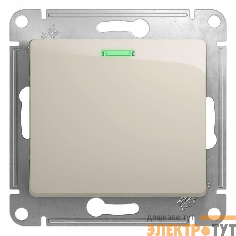 Переключатель проходной 1-кл. СП Glossa 10А IP20 (сх. 6а) 10AX с подсветкой механизм молочн. SE GSL000963