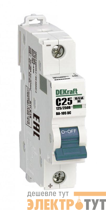 Выключатель автоматический модульный 1п C 25А 10кА ВА-105 DC DEKraft 13381DEK
