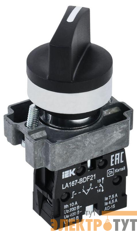 Переключатель LA167-BDF21 на 2 полож. 1НО черн. KARAT IEK BSW20-BDF21-1-24-67-2-K02