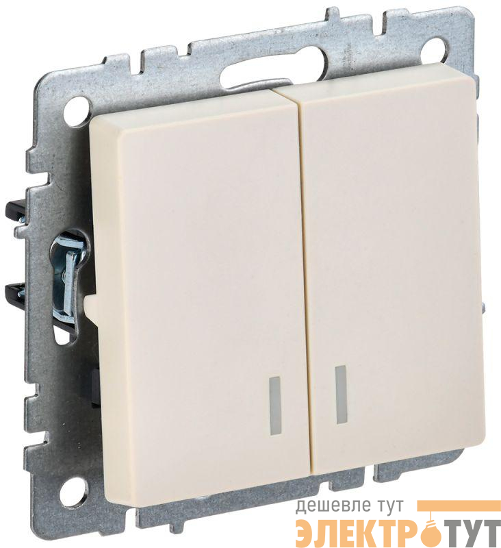 Выключатель 2-кл. СП BRITE ВС10-2-1-БрКр 10А с индик. механизм беж. IEK BR-V20-1-10-K10