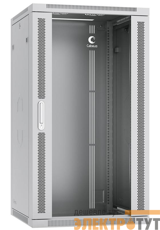 Шкаф телекоммуникационный настенный разобранный SH-05F-22U60/60-R 19дюйм 22U 600х600х1082мм дверь стекло сер. (RAL 7035) Cabeus 10742c