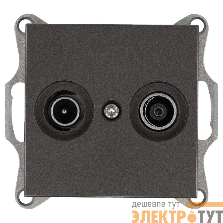 Розетка телевизионная проходная TV + FM 2-м Ф9.5мм механизм мокко Jasmart G6205Z