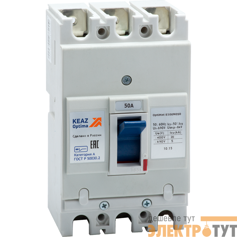 Выключатель автоматический 3п 50А 20кА OptiMat E100N050 УХЛ3 КЭАЗ 224960