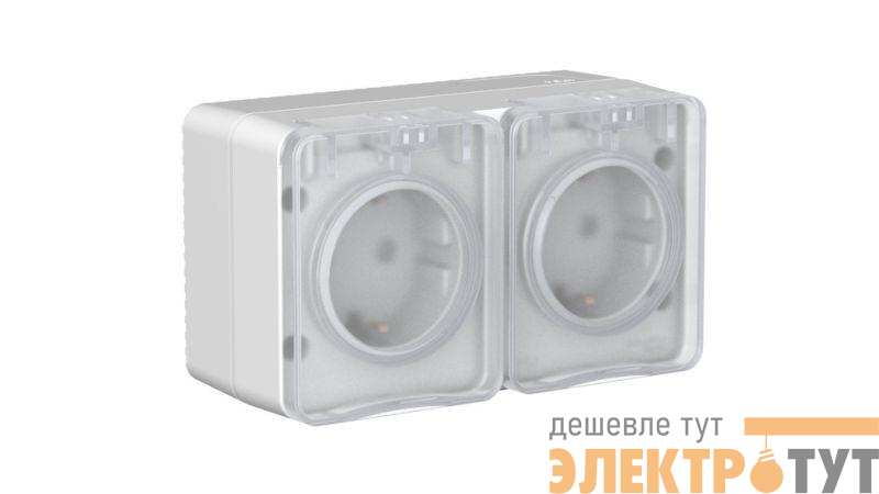 Розетка 2-м ОП AtlasDesign PROFI 16А IP54 заземл. защ. шторки сер. SE ATN543026