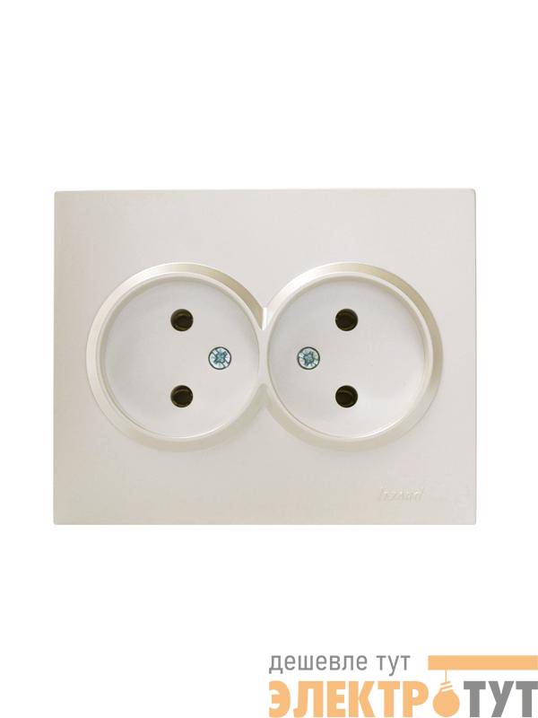 Розетка 2-м СП VESNA без заземл. ПБТ жемчуж./бел. перламутр LEZARD 742-3000-128B