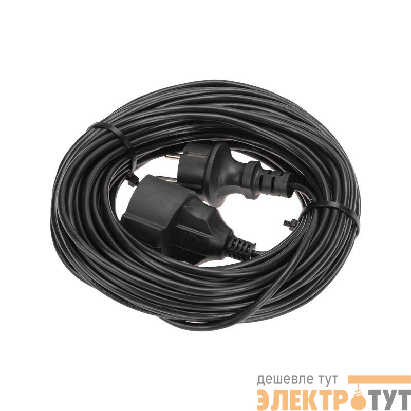 Удлинитель-шнур 1х20м с заземл. 6А 1.3кВт IP20 ПВС 3х0.75 черн. PROconnect 13-4910