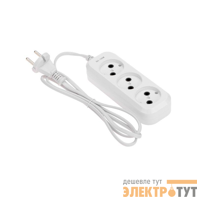 Удлинитель 3х1.5м без заземл. 2х0.75 бел. PROCONNECT 13-4205