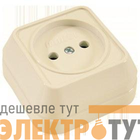 Розетка 1-м ОП 16А IP20 квадрат. без заземл. крем. Makel 45202