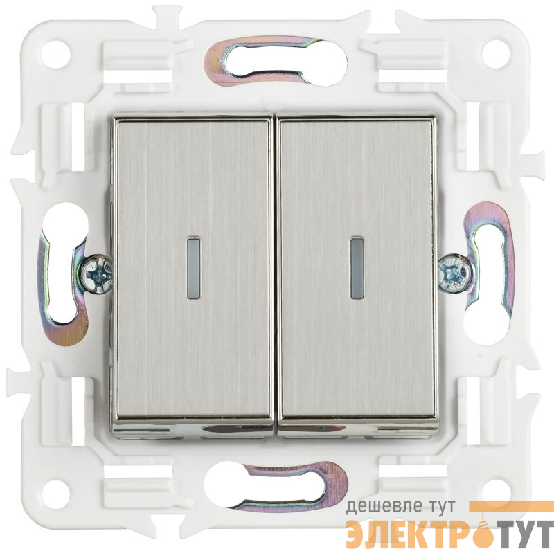 Выключатель проходной 2-кл. SKANDY 10А SK-V10N с индикацией никель IEK SK-V22-1-10-K50