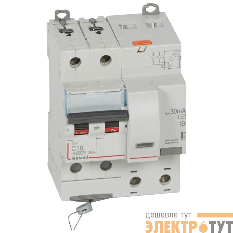 Выключатель автоматический дифференциального тока 2п C 16А 30мА тип AC 10кА DX3 4мод. Leg 411158