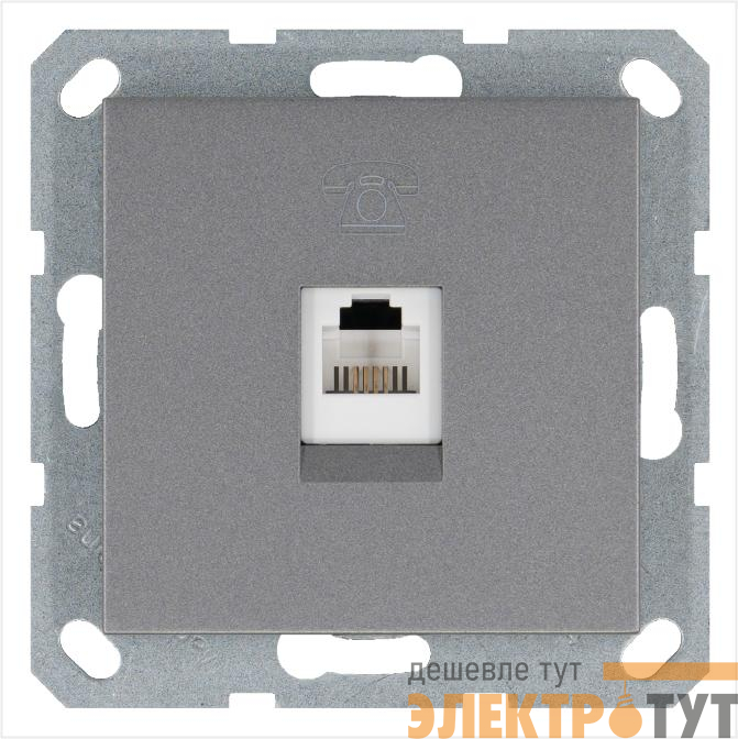 Розетка телефонная 1-м RJ11 механизм алюм. JasmartG6101S
