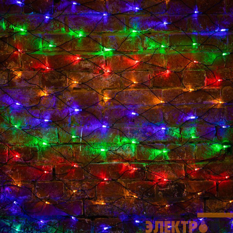 Гирлянда светодиодная "Сеть" 2х1.5м 288LED мультиколор 24Вт 220-240В IP65 провод ПВХ черн. Neon-Night 215-029