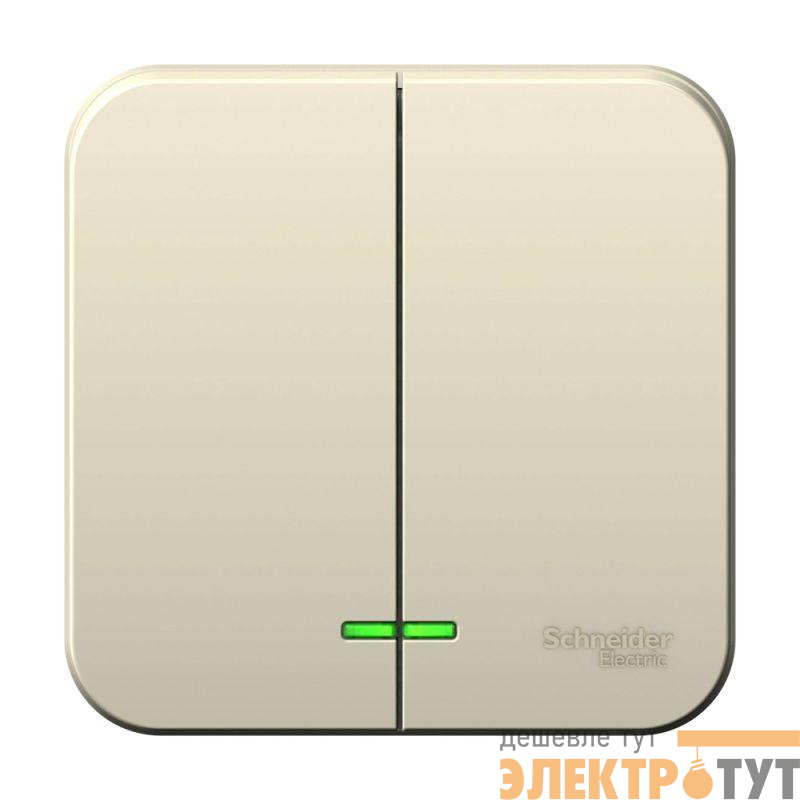 Выключатель 2-кл. ОП Blanca 6А IP20 (сх. 5) 250В с подсветкой молочн. SchE BLNVA065102