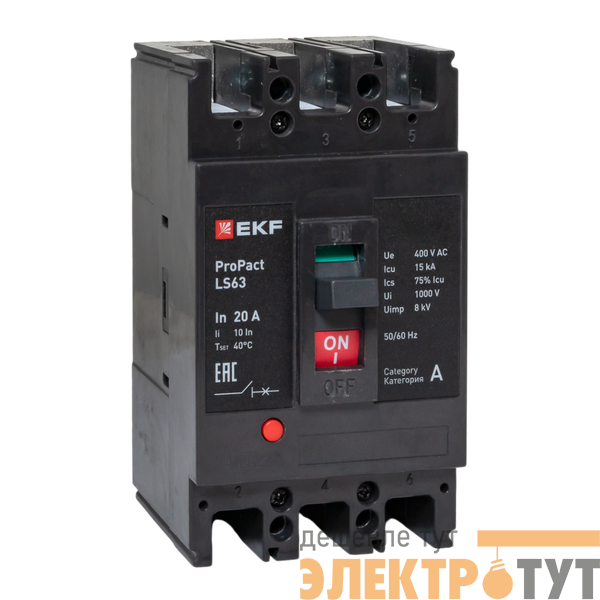 Выключатель автоматический 3п 20А 15кА LS63 ProPact EKF mccb-63-15-3-20-ls