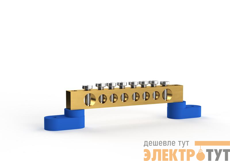 Шина нулевая 6х9мм 8 отвер. латунь У2-С на двух угловых изоляторах TOKOV ELECTRIC TKE-BSB-69-8-L2/N