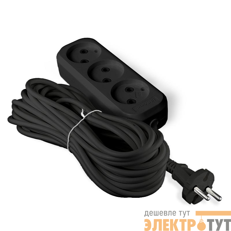 Удлинитель 3х5м без заземл. 6А IP20 У6-639М ПВС 2х0.75 черн. UNIVersal 2006
