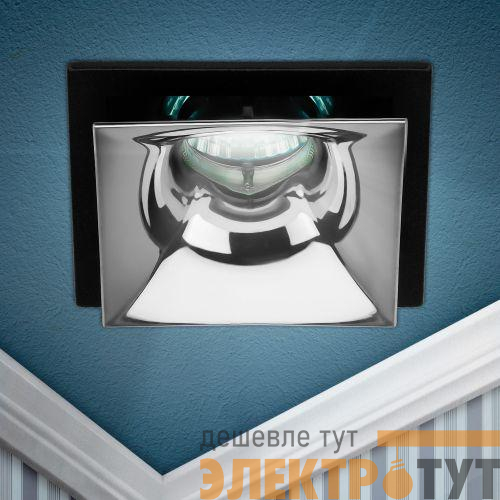 Светильник декоративный KL102 BK/CH MR16 GU5.3 встраив. черн. хром ЭРА Б0056356