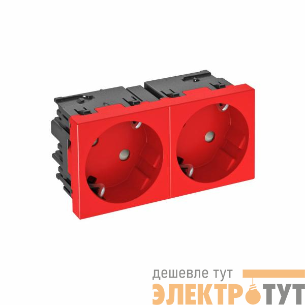 Розетка 2-м Modul45connect STD-D3C SRO2 16А 250В 33град. с заземл. защ. шторки механизм красн. OBO 6120488