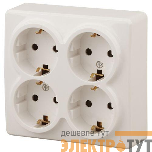 Розетка 4-м ОП Эра Эксперт 11-2211-02 16А IP20 16AX 250В 4х2P+E Schuko защ. шторки сл. кость Эра Б0020710
