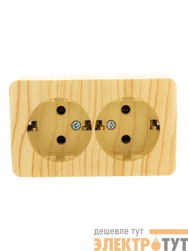 Розетка 2-м ОП Viola с заземл. беленый дуб LEZARD 751-5200-127