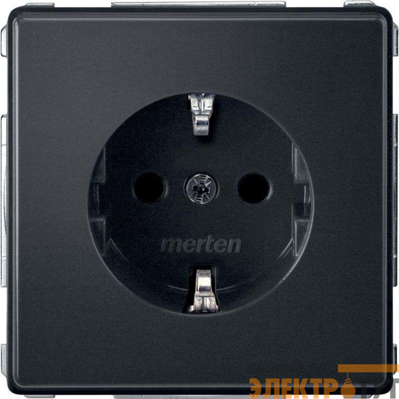 Механизм розетки 1-м СП Merten Aquadesign 16А IP20 с заземл. антрацит SchE MTN2300-7214