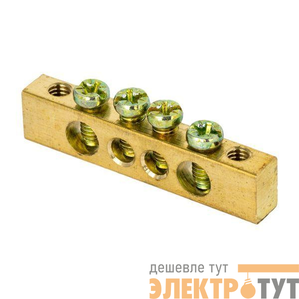Шина PEN "ноль-земля" 8х12 4 отвер. латунь крепеж по краям PROxima EKF sn0-125-4-k