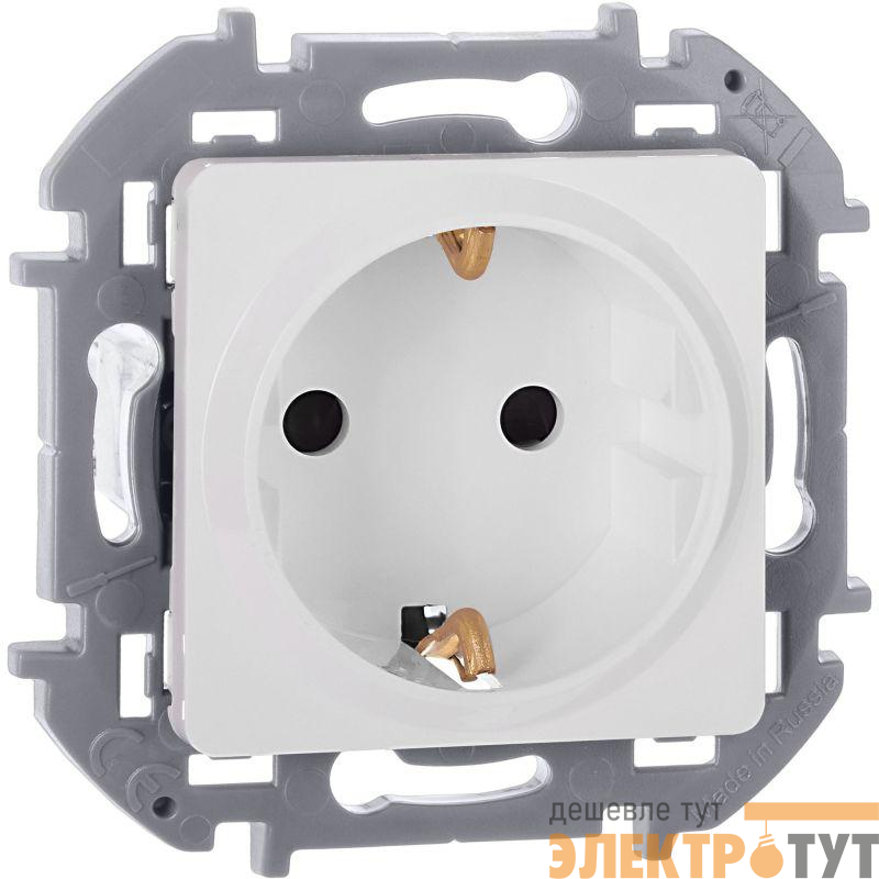 Розетка 1-м СП Inspiria 16А IP20 250В 2P+E защ. шторки немецк. стандарт механизм бел. IEK 673730