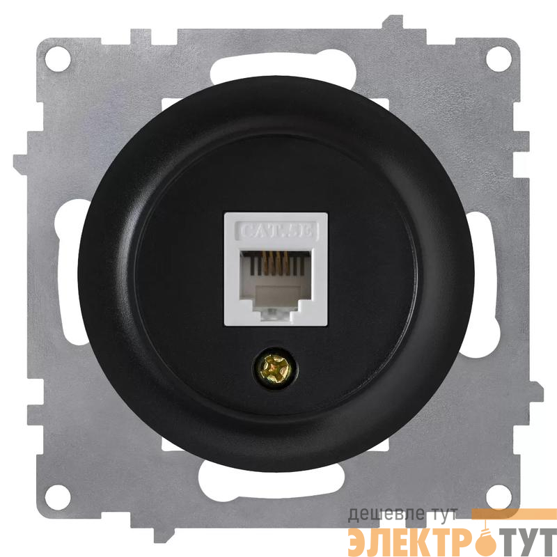 Розетка компьютерная 1-м СП Florence RJ45 кат.5E механизм черн. (1E20701303) OneKeyElectro 2172816
