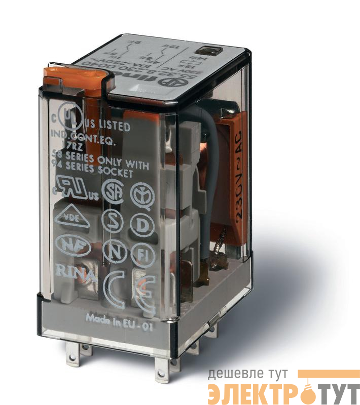 Реле миниатюрное 2CO 10А кат. 230В AC RTI FINDER 553282300000