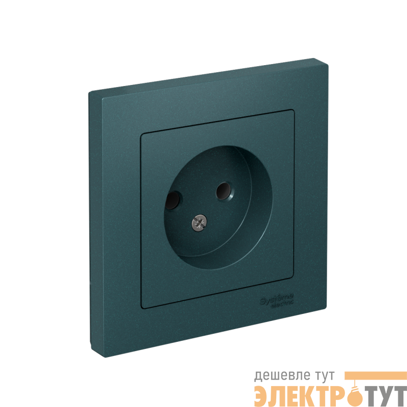 Розетка 1-м СП AtlasDesign 16А IP20 без заземл. в сборе изумруд SE ATN000840