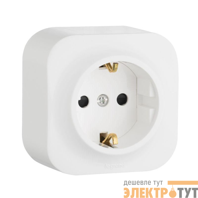 Розетка 1-м ОП Quteo 16А IP20 250В 2P+E с заземл. защ. шторки бел. IEK 782220