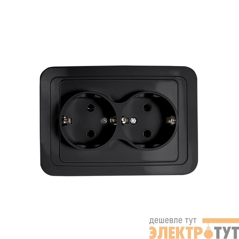 Розетка 2-м CLASSICO с заземл. 2128B черн. IN HOME 4690612061122