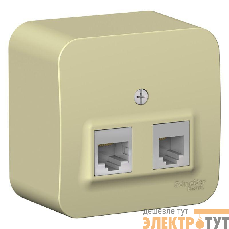 Розетка компьютерная + телефонная 2-м ОП Blanca RJ45 кат.5E + RJ11 с изолир. пластиной беж. SE BLNIA045117