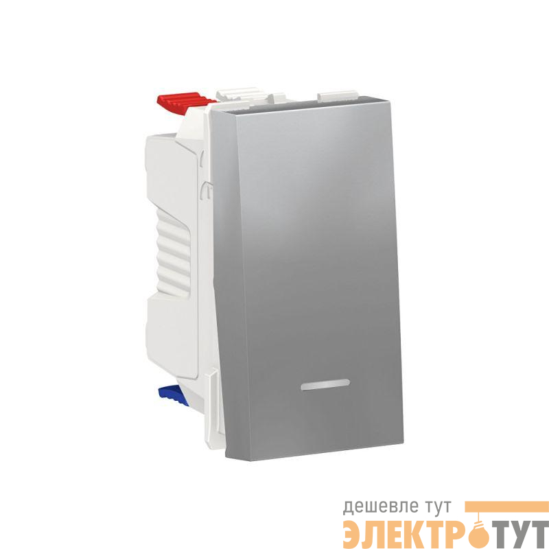 Переключатель проходной 1-кл. 1мод. СП Unica Modular IP21 (сх. 6а) с нейтралью алюм. SchE NU310330S