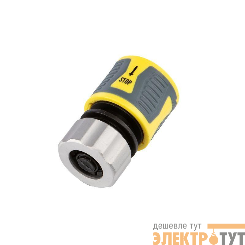 Коннектор для шланга быстросъемный 1/2дюйм с аквастопом термопластичной резиной и зажимной гайкой из цинка Профи ЧЕТЫРЕ СЕЗОНА 62-0305-F