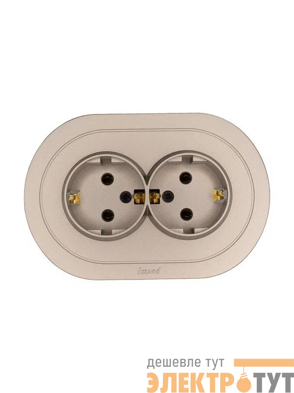 Розетка 2-м СП OSEN с заземл. ПБТ круглая механизм титан LEZARD 744-3700-127B