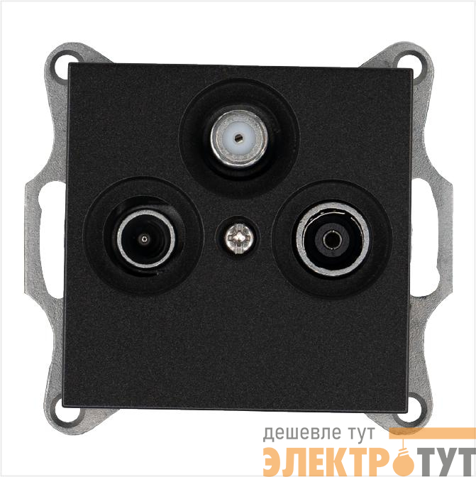 Розетка телевизионная оконечная TV + FM + SAT 3-м Ф9.5мм механизм антрацит Jasmart G6206B