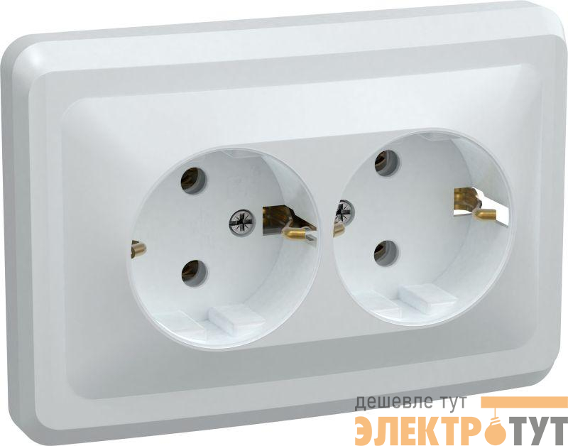 Розетка 2-м СП Вега РС12-3-ВБ с заземл. контактом без защ. шторок 16А бел. GENERICA ERV21-K01-16-DM