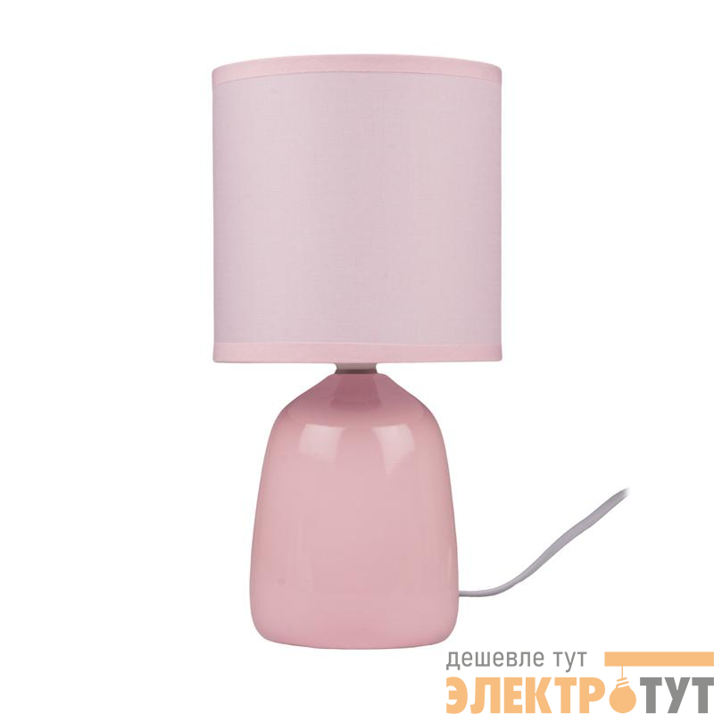 Светильник настольный JH2-02-pk E14 IP20 130х130х255мм керамика; ткань; PVC-пластик роз. JazzWay 5062337