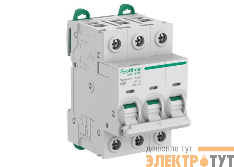 Выключатель автоматический 3п B 63А 6кА Systeme9 400В SE S9F21363