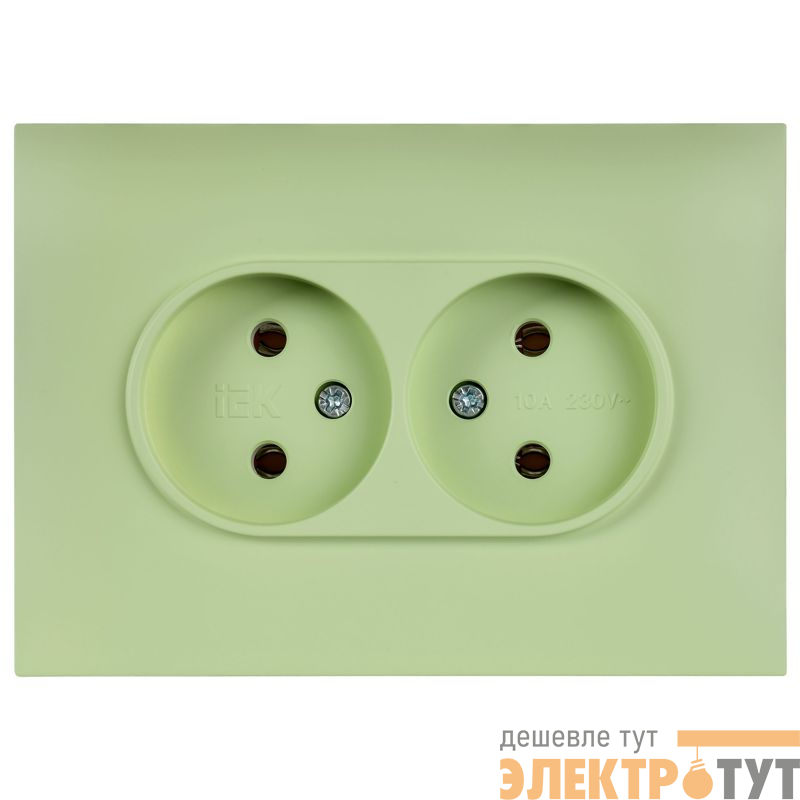 Розетка 2-м SKANDY 10А без заземл. защ. шторки в сборе SK-R09G мятный IEK SK-R23-10-K06-F