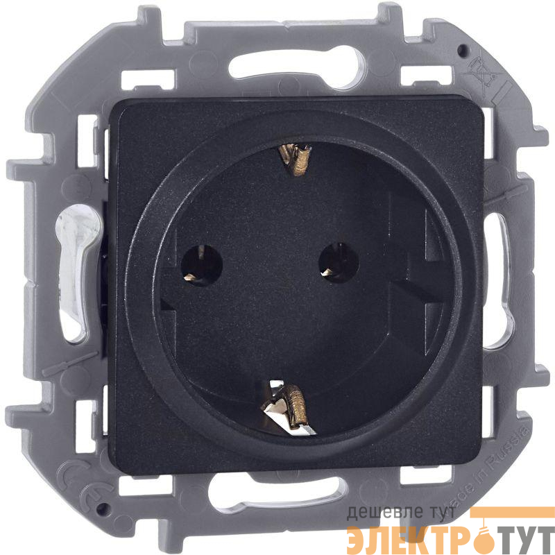 Розетка 1-м СП Inspiria 16А IP20 250В 2P+E немецк. стандарт механизм антрацит IEK 673723