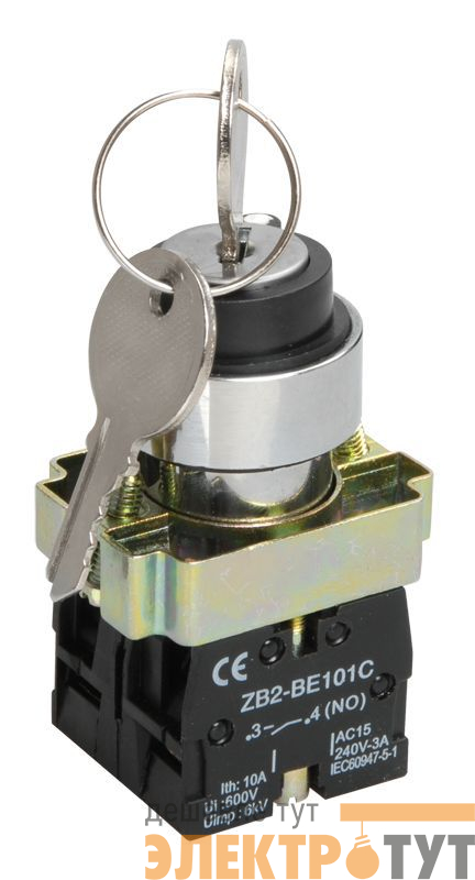 Переключатель LAY5-BG45 на 2 полож. 1НО+1НЗ с ключ. без фиксации KARAT IEK BSW80-BG-2-K02