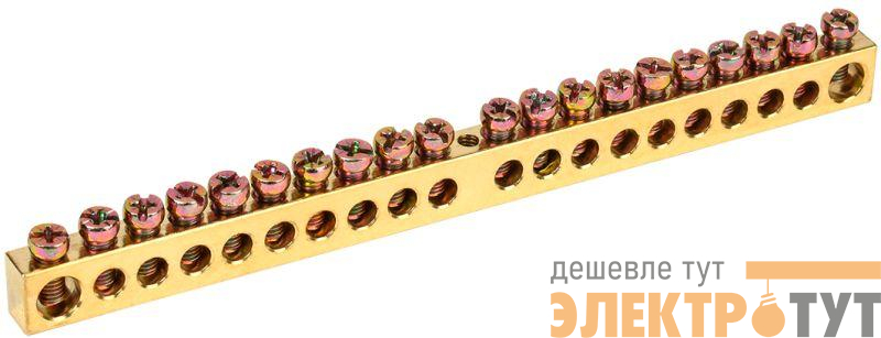 Шина PEN "земля-ноль" 8х12мм 20/1 (20групп/крепеж по центру) IEK YNN20-20-100