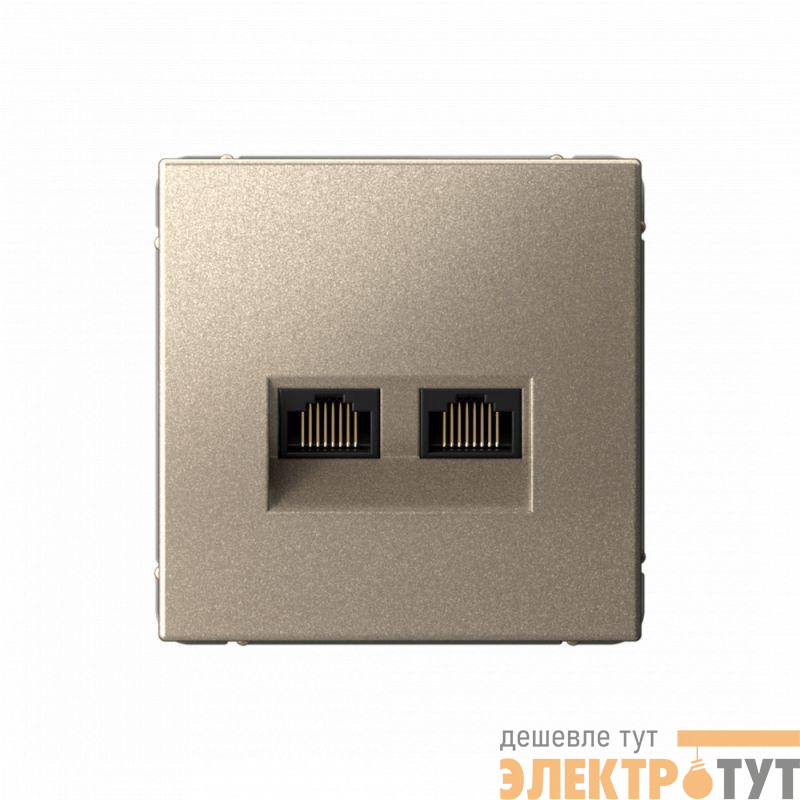 Розетка компьютерная 2-м ArtGallery RJ45 + RJ45 кат.5E механизм шампань SE GAL000585