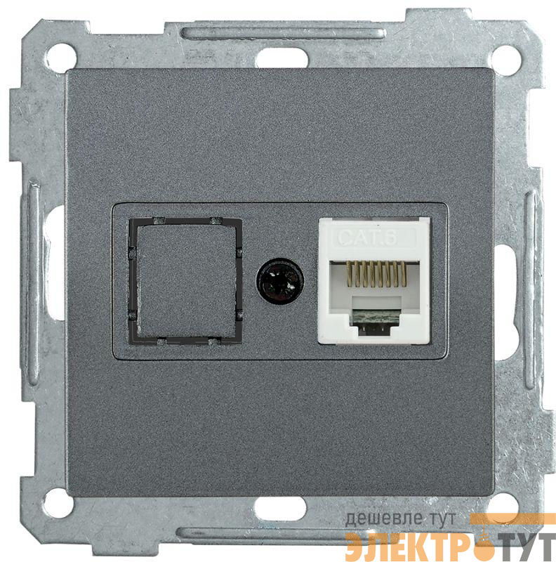 Механизм розетки комп. СП BOLERO РК10-1-Б RJ45 Cat5e антрацит IEK EKB15-01-K95