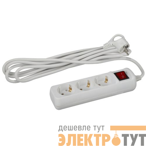 Удлинитель 3х1.5м с заземл. 10А с выкл. ПВС 3х0.75 UX-3es-1.5m Эра Б0057740