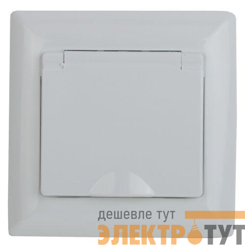 Розетка 1-м СП Solo 16А 250В IP44 2P+E Schuko защ. шторки с крышкой бел. Intro Б0043361