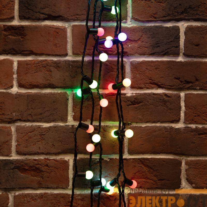 Гирлянда светодиодная "Мультишарики" 20м d17.5мм 200LED RGB 16Вт 220-240В IP65 провод ПВХ черн. (нужен шнур питания 303-500) Neon-Night 303-509
